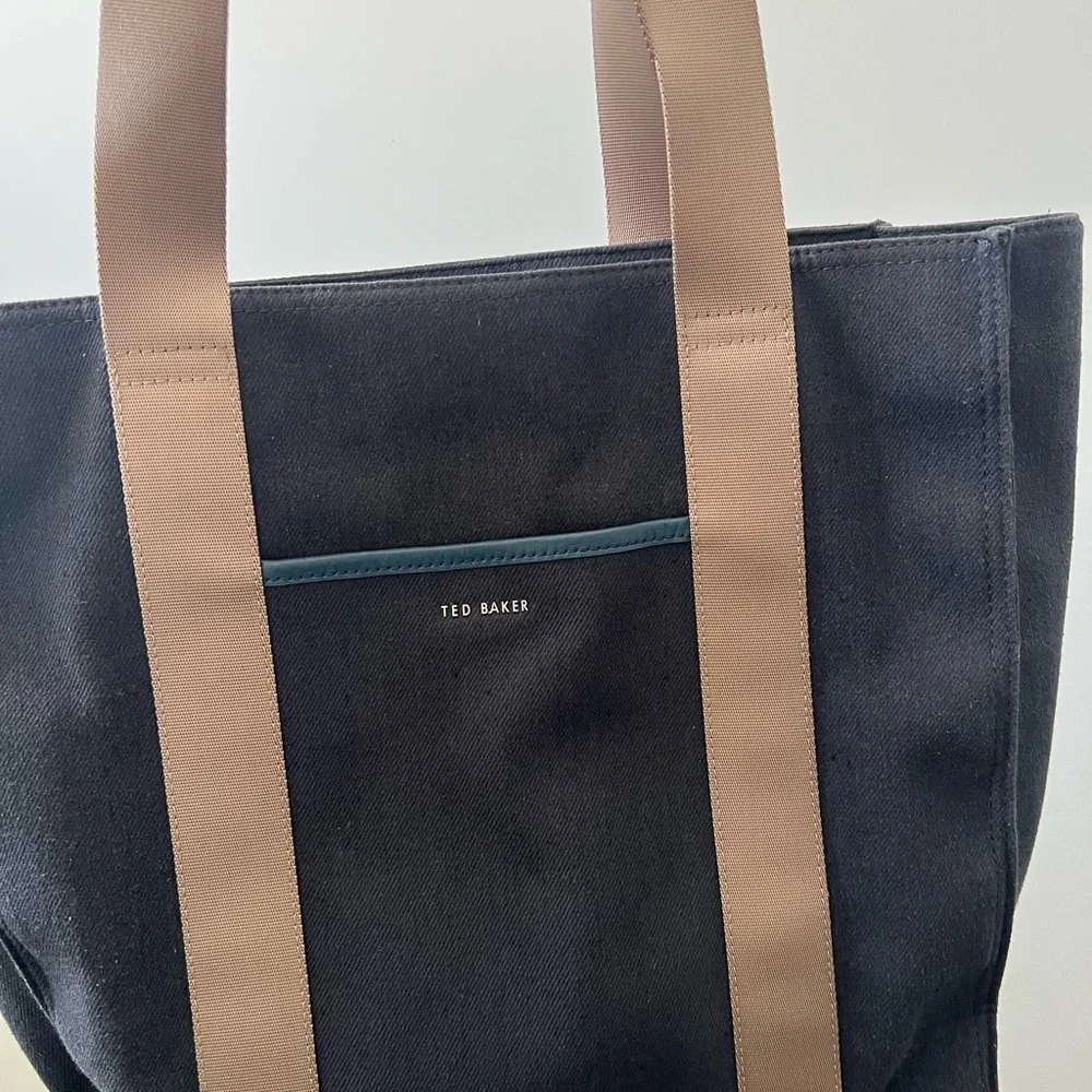 Ted Baker Navy Tote with Tan Straps